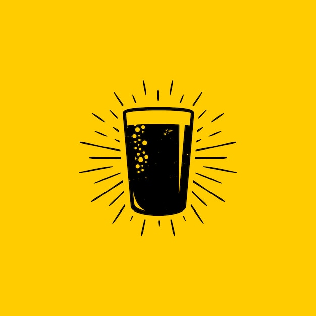 Vetor design de logotipo de copo de cerveja fresca