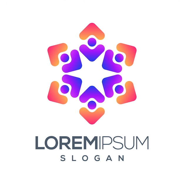 design de logotipo de cor gradiente de pessoas