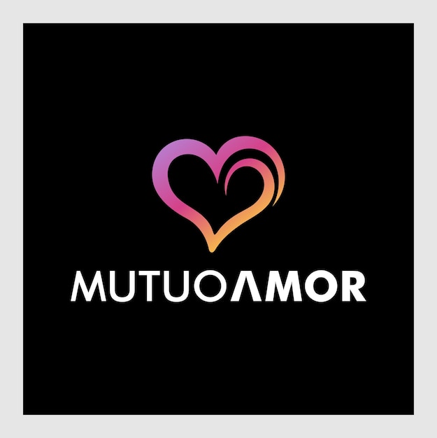 Design de logotipo de coração de amor de vetor bonito