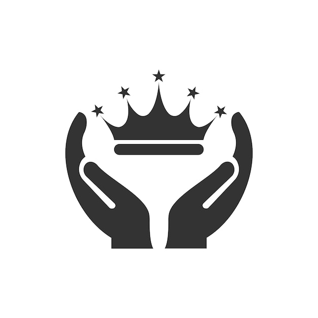 Design de logotipo de coroa de mão logotipo de coroa com conceito de mão vetor design de logotipo de mão e coroa