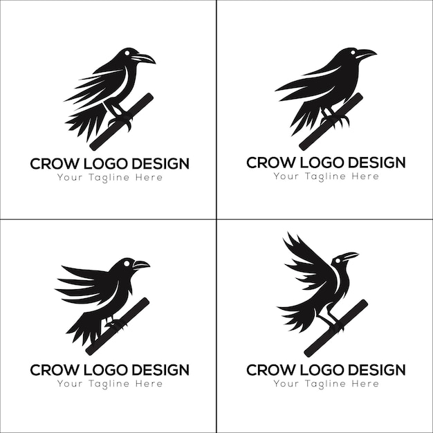 Vetor design de logotipo de corvo