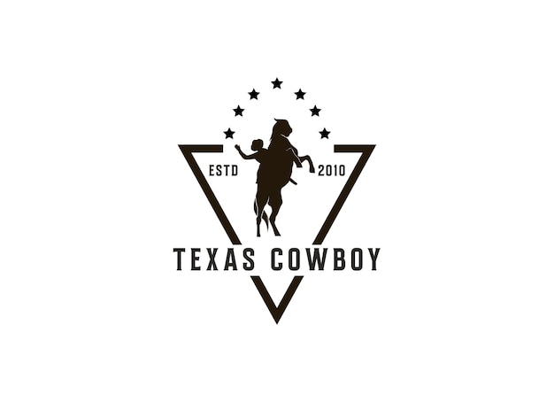 Vetor design de logotipo de cowboy estilo vintage rodeo texas logotipo de cowboy