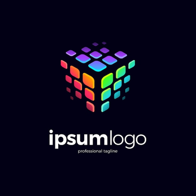 Design de logotipo de cubo de pixel colorido