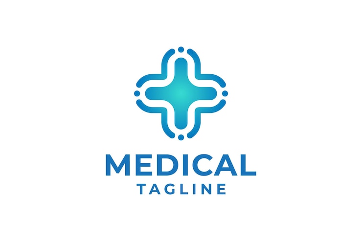 Vetor design de logotipo de cuidados de clínica médica