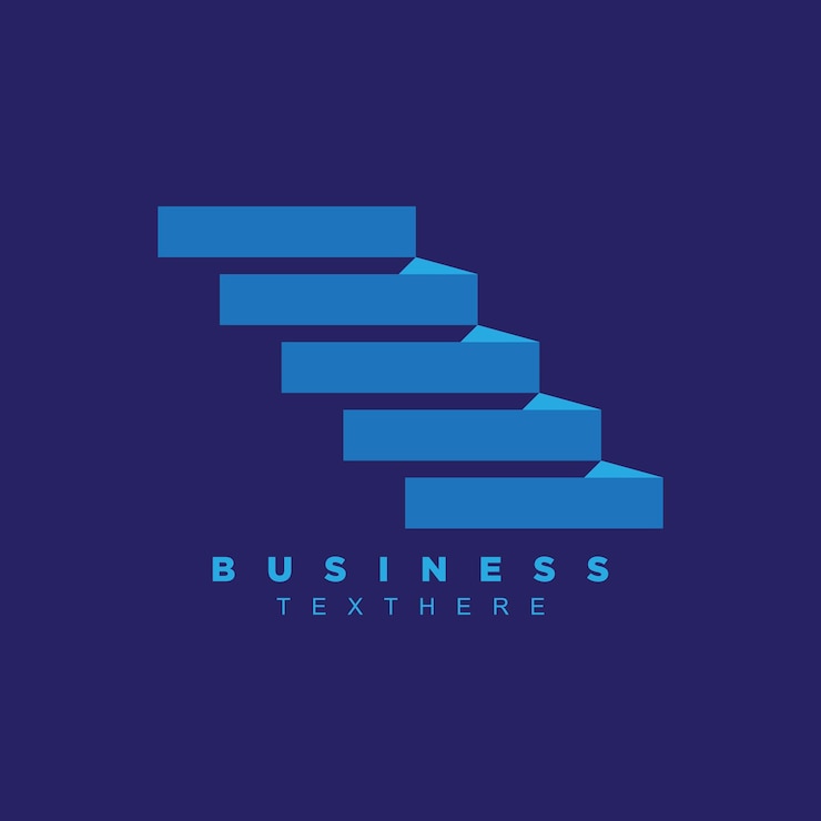 Vetor design de logotipo de degrau de escada abstrato vintage isolado em fundo preto