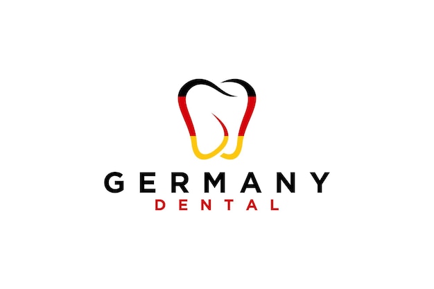 Design de logotipo de dentista dental com cor de bandeira alemã ícone minimalista simples dentes beleza cuidados de saúde