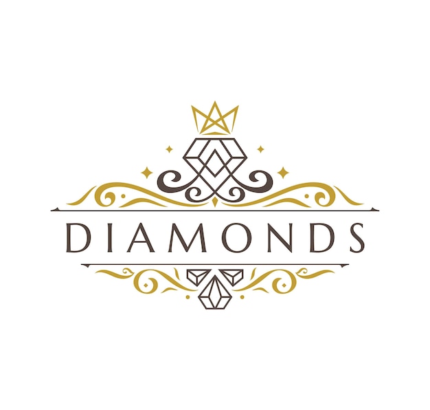 Design de logotipo de diamante brilhante de luxo