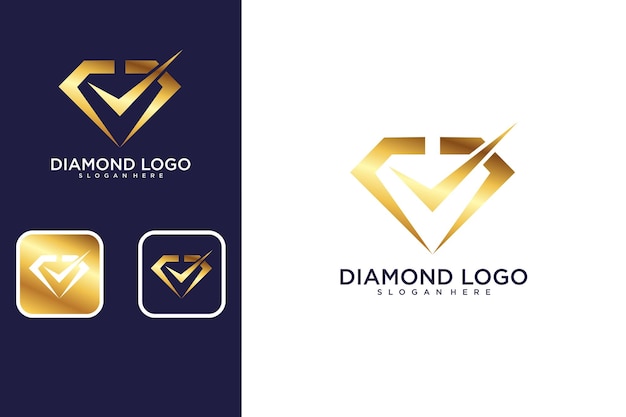 Vetor design de logotipo de diamante ou diamantes com carrapatos
