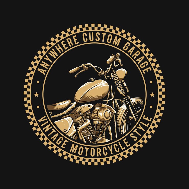 design de logotipo de distintivo de garagem personalizado de motocicleta