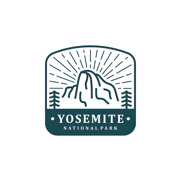 Design de logotipo de distintivo monoline do parque nacional de yosemite