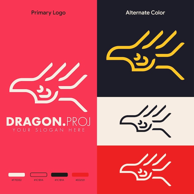 Design de logotipo de dragão simples minimalista