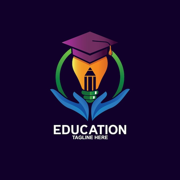 Vetor design de logotipo de educação premium gradiente