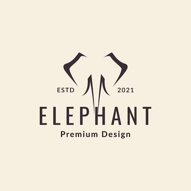 Design de logotipo de elefante de rosto mínimo hipster símbolo gráfico de vetor ícone sinal ilustração ideia criativa