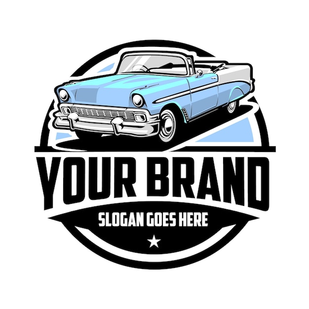 Design de logotipo de emblema de círculo de carro clássico premium modelo de design de logotipo vintage pronto para uso