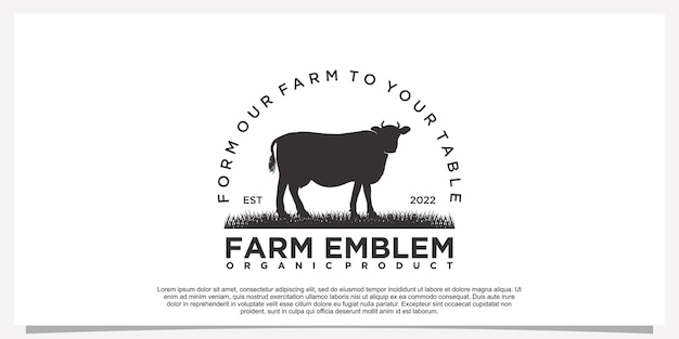 Design de logotipo de emblema de fazenda em animal de fazenda de fundo branco vetor premium parte 1