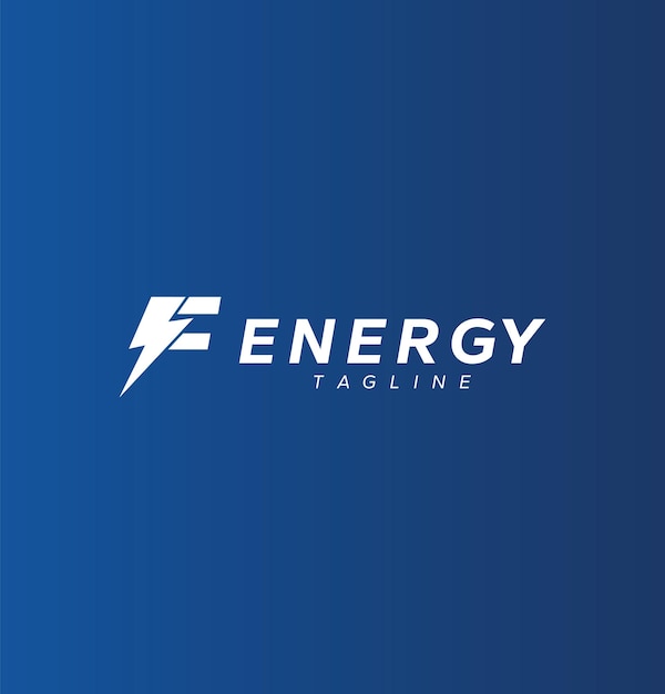 Design de logotipo de energia de energia inicial da letra f com ícone de vetor de raio