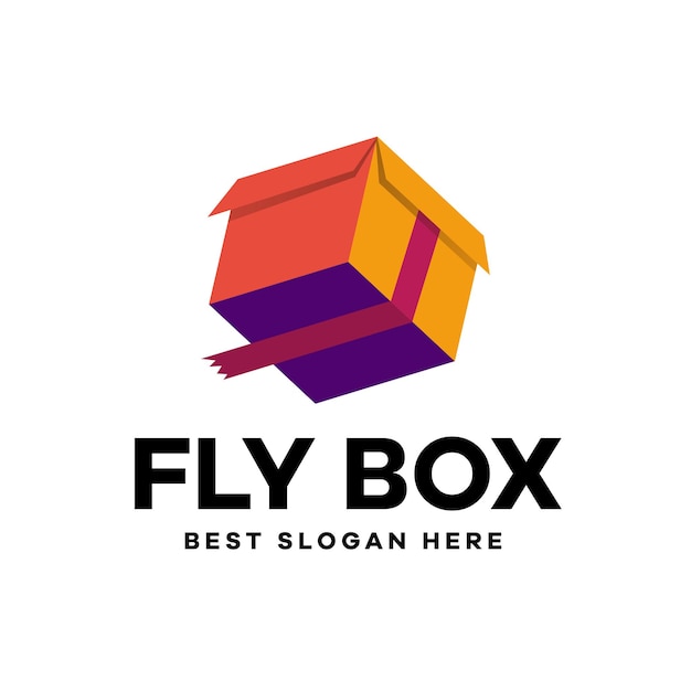 Design de logotipo de entrega de caixa para mosca