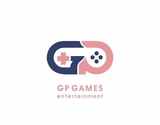 Vetor design de logotipo de entretenimento de marca de jogo usando a letra g letra p letras gp empresa de jogos