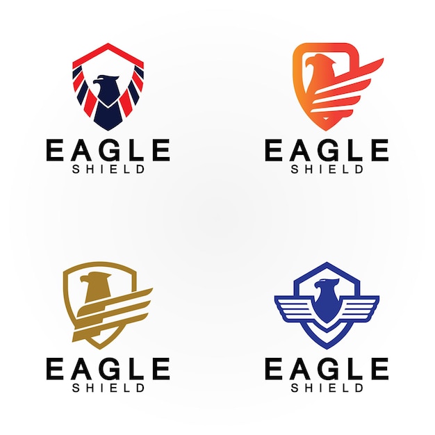 Design de logotipo de escudo de águia cabeça de falcão emblema de vetor elemento de logotipo pássaro falcão ícone de vetor de emblema