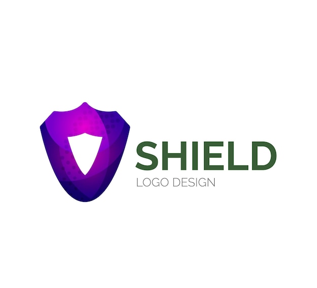 Design de logotipo de escudo seguro feito de peças coloridas