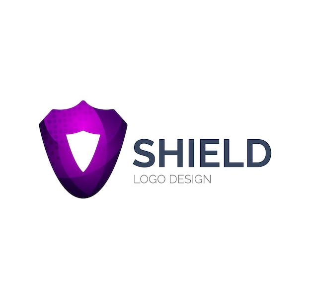 Design de logotipo de escudo seguro feito de peças coloridas