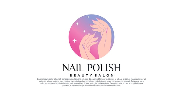 Design de logotipo de esmalte para salão de beleza de manicure com conceito criativo vetor premium