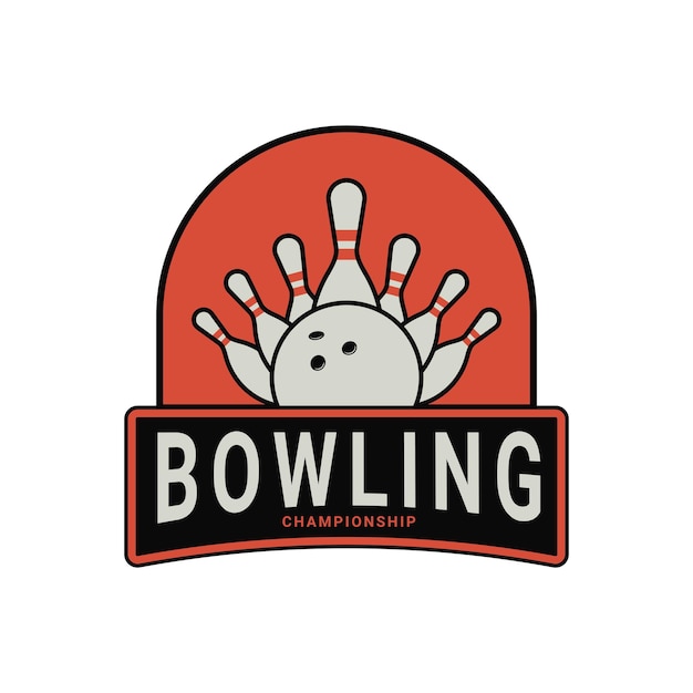 design de logotipo de esporte de boliche emblema retro vintage