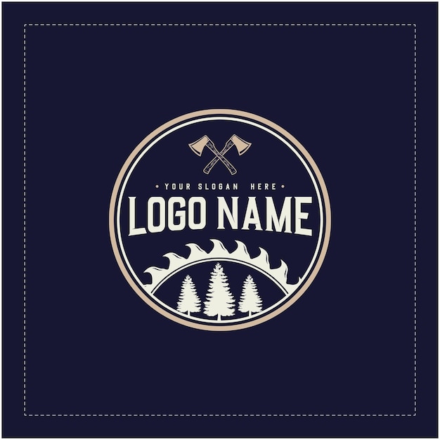 Vetor design de logotipo de estilo retrô de aventura de carpintaria modelo de design de logotipo vintage
