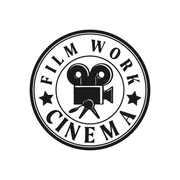 Design de logotipo de estúdio de cinema de câmera retrô vintage