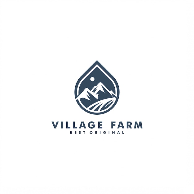 Design de logotipo de fazenda de montanha e vila