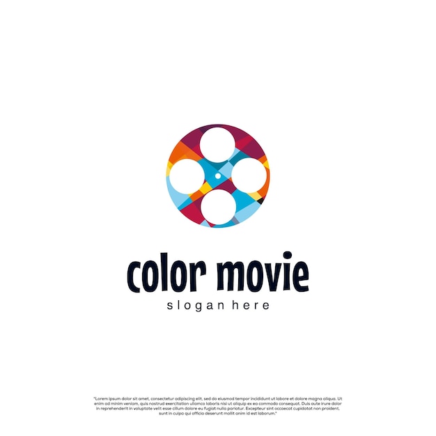 Design de logotipo de filme colorido modelo de ícone de logotipo de rolo de filme colorido