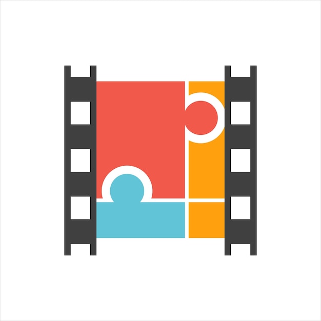 Design de logotipo de filme de quebra-cabeça e filme