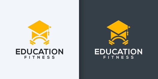 Vetor design de logotipo de fitness educacional ícone de chapéu educacional design de logotipo de academia idéias de logotipo de treino para aplicativos e design de logotipo de fitness