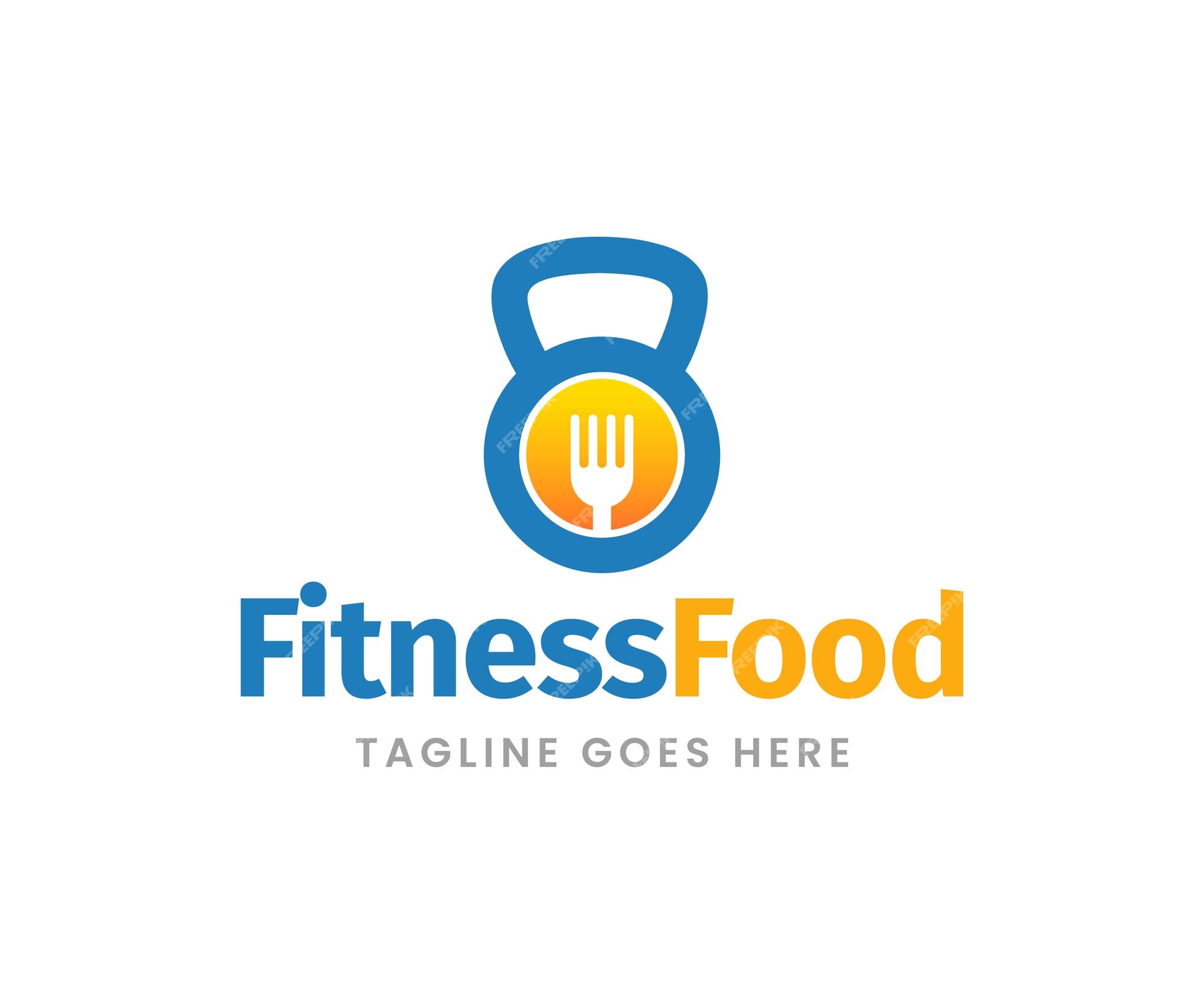 Design de logotipo de fitness saudável de comida de ginástica criativa