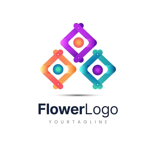 Design de logotipo de flor abstrata pronto para usar imagem vetorial