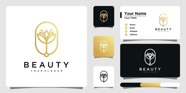 Design de logotipo de flor de rosa elegante e minimalista para beleza Premium Vector