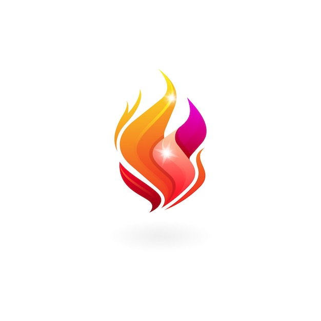 Vetor design de logotipo de fogo abstrato simples cor vermelha e ícone brilhante
