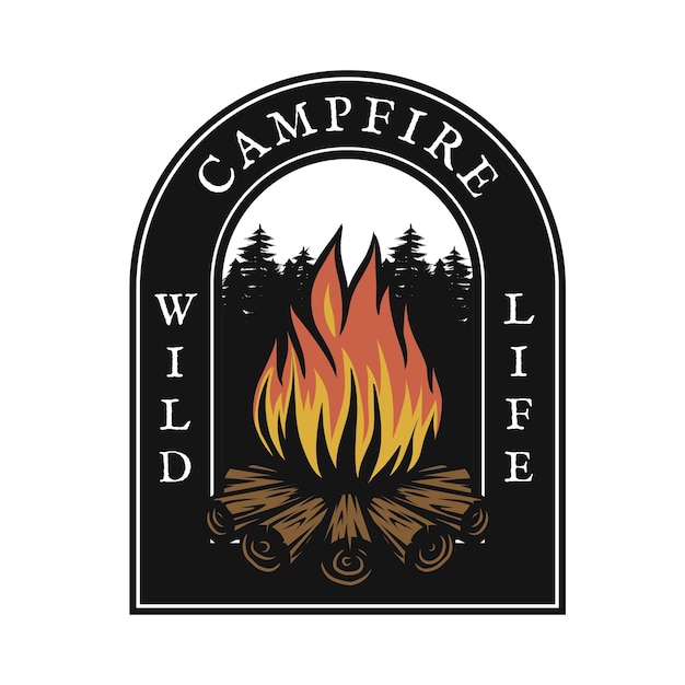 Design de logotipo de fogueira, para logotipo, crachá e outros