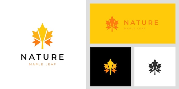 Design de logotipo de folha de bordo natural para a temporada verão e outono ideia de logotipo