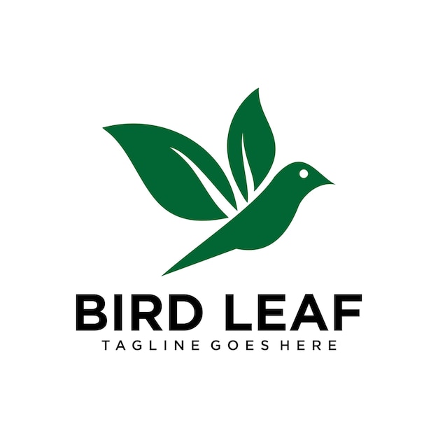 Design de logotipo de folha de pássaro