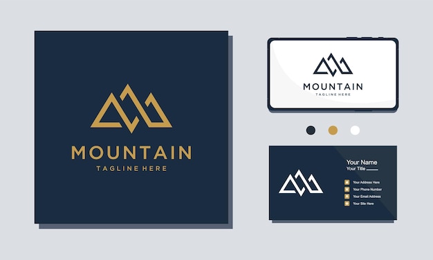 Design de logotipo de forma abstrata de montanha estilo de arte de linha moderna