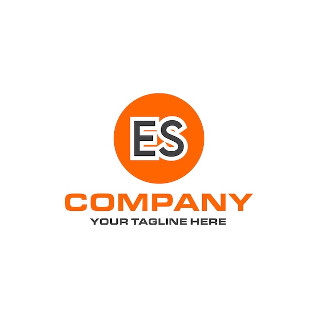Design de logotipo de forma arredondada de letra ES