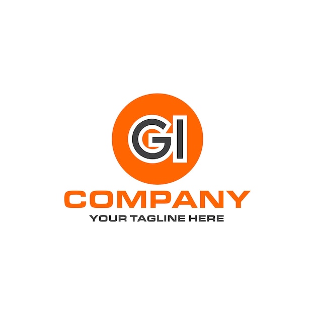 design de logotipo de forma arredondada de letra GI