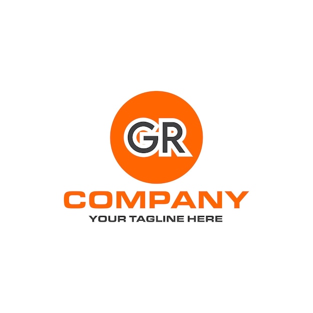 Design de logotipo de forma arredondada de letra GR