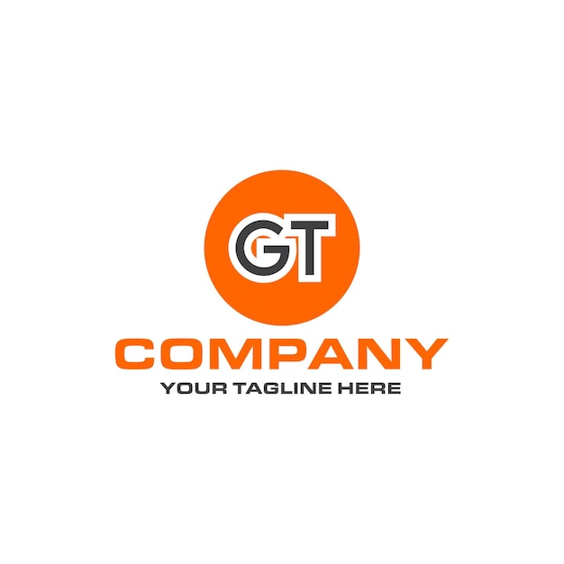 Design de logotipo de forma arredondada de letra GT