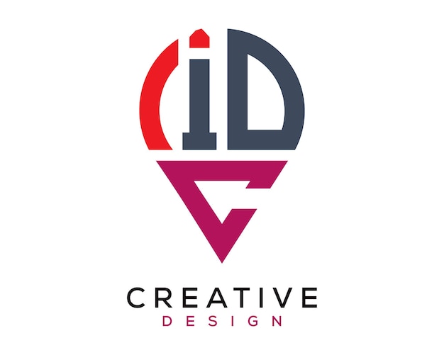 Design de logotipo de forma de letra de localização do idc