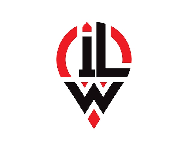 Vetor design de logotipo de formato de letra ilw design simples de logotipo de localização de letra ilw