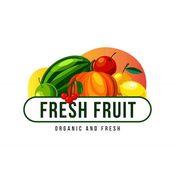 Design de logotipo de fruta fresca para mascote