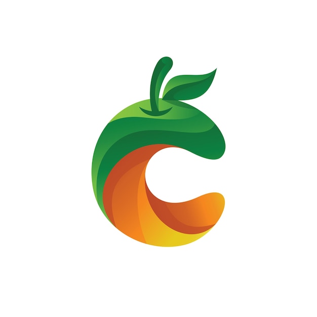 Design de logotipo de fruta letra c