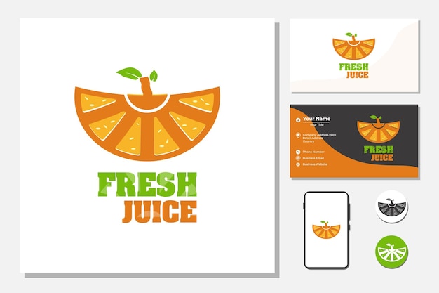 Design de logotipo de frutas frescas laranja